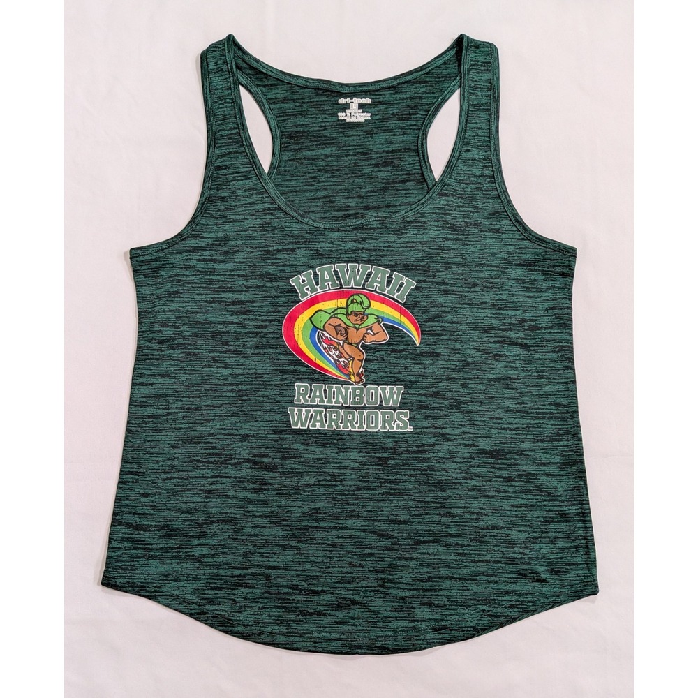 University of Hawaii Rainbow Warriors Tank Top Sheer Green Women's L - *FLAW*